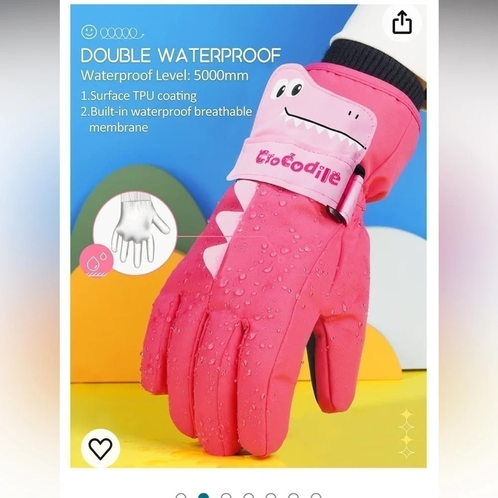 NWT waterproof gloves size 7-9 years old CUTE